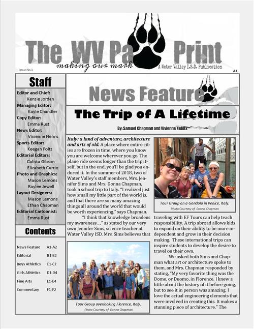 Water Valley Paw Print Issue 1 Page 1 